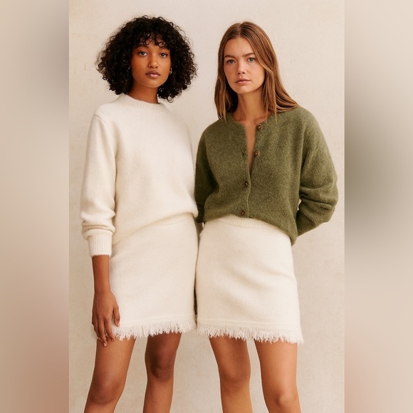 LULUS Knit Fringe Skirt with Metallic Details in Medium - Picture 2 of 7